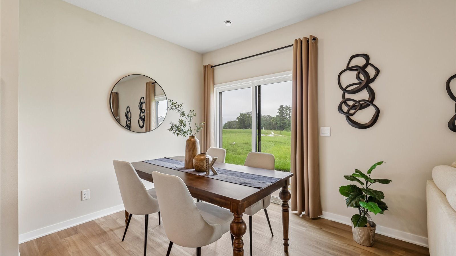 Open main level with kitchen and seating area
